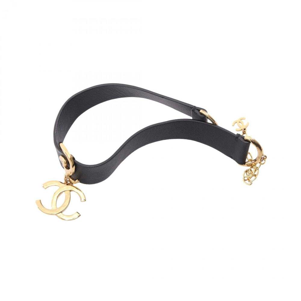 CHANEL Authentic Black Leather Logo Necklace - Picture 3 of 7